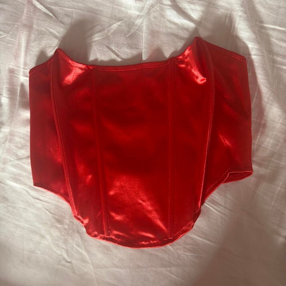 Red Strapless Corset Top - Picture 2 of 5